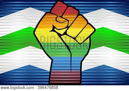 Shiny Lgbt Protest Fist On A Burlington - Illustration, 
Abstract Grunge Burlington And Lgbt Flag