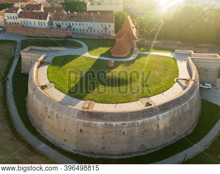 Aerial View Of The Bastion Of The Vilnius Defensive Wall, Restored Defensive Structures Originally B