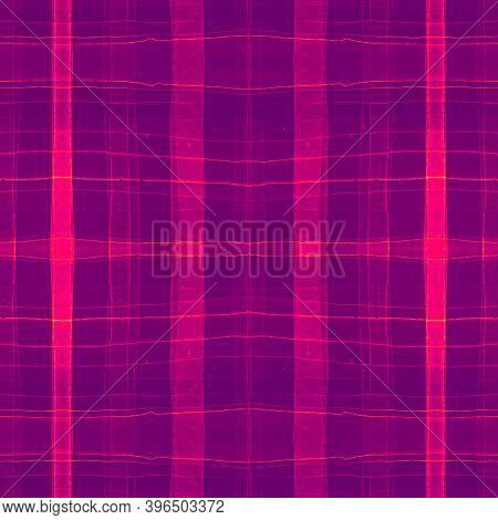 Violet Abstract Check Pattern. Watercolor Tartan Texture. Wool Squares For Man Print. Seamless Check