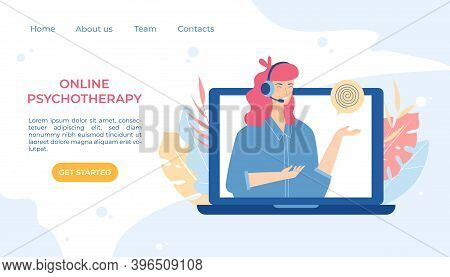 Online Psychotherapy Concept. Psychological Counseling. Vector Illustration.