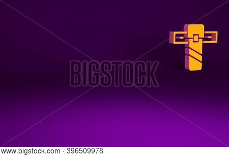 Orange Knife Holster Icon Isolated On Purple Background. Minimalism Concept. 3d Illustration 3d Rend