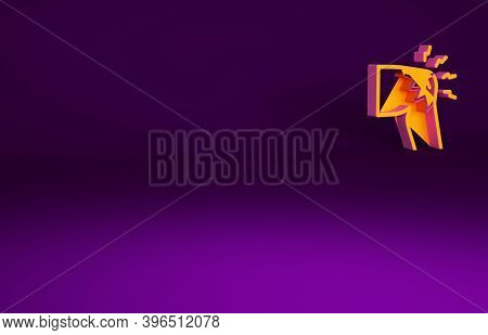 Orange Joint Pain, Knee Pain Icon Isolated On Purple Background. Orthopedic Medical. Disease Of The 