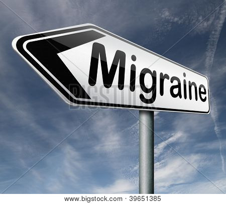 migraine hoofdpijn chronische pijn in hoofd diagnose therapie of medicatie weg teken pijl