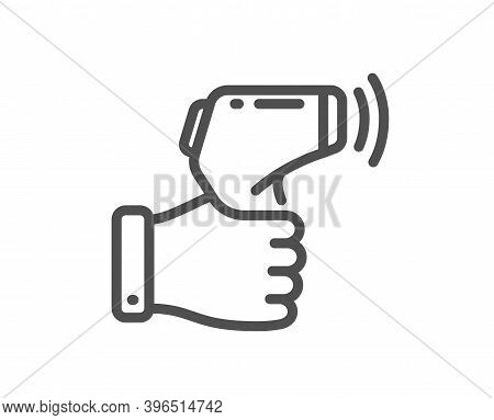 Electronic Thermometer Line Icon. Temperature Scanner Sign. Fever Measuring Symbol. Quality Design E