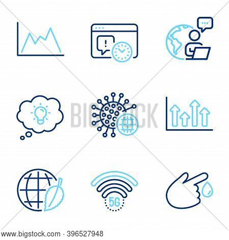 Science Icons Set. Included Icon As Coronavirus, Upper Arrows, Blood Donation Signs. Diagram, 5g Wif