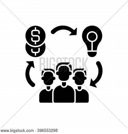 Social Entrepreneurship Black Glyph Icon. Approach By Companies In Which They Develop And Implement 