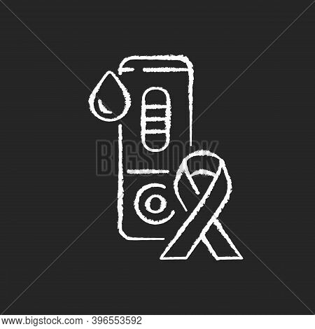 Hiv Test Chalk White Icon On Black Background. Laboratory Blood Examination. Rapid Test For Aids. Me