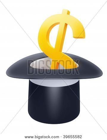 Black Hat With Dollar Sign Inside Isolated