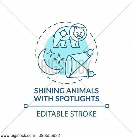 Shining Animals With Spotlights Turquoise Concept Icon. Harm Wildlife. Animal Welfare. Nature Conser