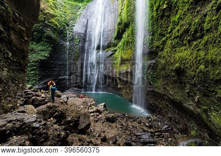 Main Cascade Of Madakaripura Waterfall On Island Java, Indonesia