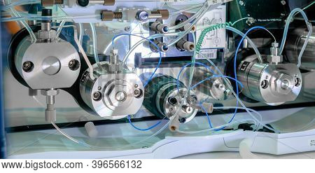 Binary Pump In Hplc System. High Performance Liquid Chromatography At Analytical Chemistry Laborator