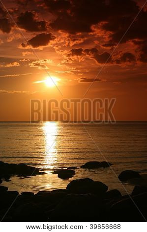Sonnenuntergang in Kurmrags (Lettland)