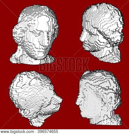 Sculpture Head Aphrodite Greek Goddess Voxel Art Cubes Graphics