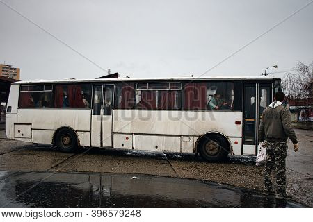 Bratislava, Slovakia - December, 03: View Of An Aged And Ruined Bus From The Soviet Era On December 