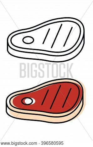 Excellent Steak. Top Quality Femer Products. Vector Icons In Flat Style