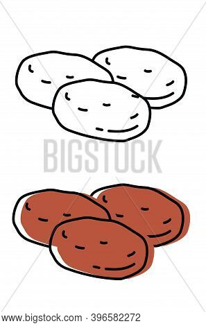 Homemade Cutlets From Natural Meat. Top Quality Femer Products. Vector Icons In Flat Style