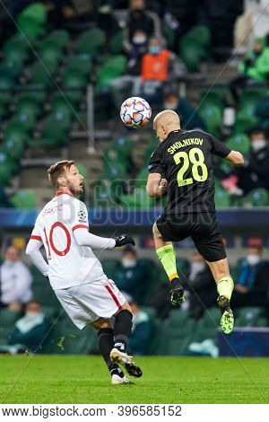 Krasnodar, Russia - November 24, 2020: Igor Smolnikov Of Fc Krasnodar Battle For The Ball During The