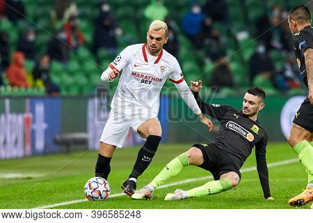 Krasnodar, Russia - November 24, 2020: Joan Jordan Of Sevilla Fc Controls The Ball During The Uefa C