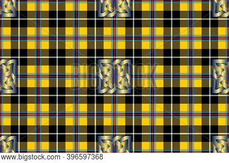 Abstract Patterns On A Checkered Background. Creative Option For