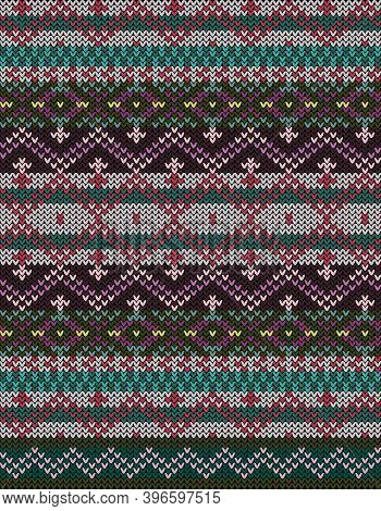 Fair Isle Knitted Colorful Seamless Pattern, Scandynavian Style