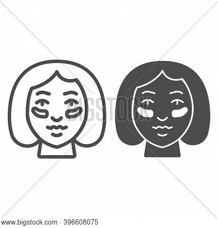 Eyes Patches On Girl Face Line And Solid Icon, Makeup Routine Concept, Girl Face With Patches Sign O
