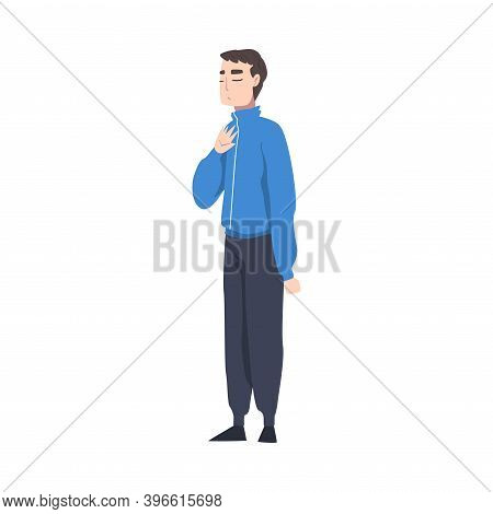 Young Man Showing Rejection And Refusal Gesture With His Hand Vector Illustration
