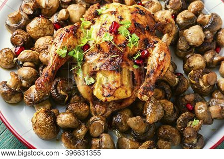 Fried Chicken With Mushrooms