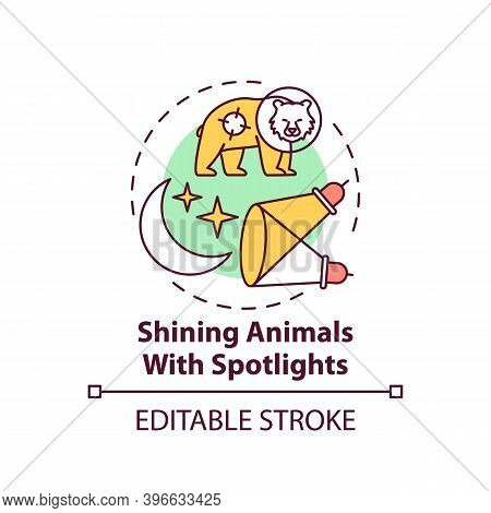 Shining Animals With Spotlights Concept Icon. Harm Wildlife. Animal Welfare. Nature Conservation Ide
