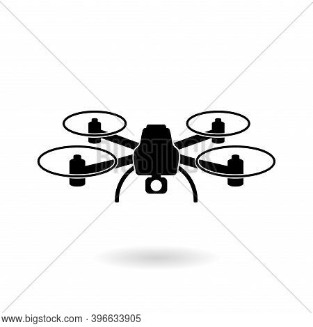 Drone Icon -  Fliyng Spy Machine Device - Isolated Vector Copter Silhouette