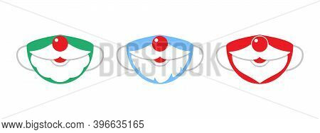 Protection Individual Masks Mouth, Moustage And Beard Of Santa Claus. Face Masks For Christmas, New 