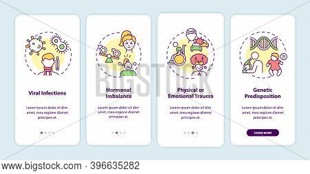 Cfs Causes Onboarding Mobile App Page Screen With Concepts. Viral Infections, Emotional Trauma Walkt