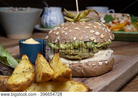Vegan Burger Texmex Style With Vegan Cheese.
