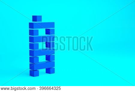 Blue Mahjong Pieces Icon Isolated On Blue Background. Chinese Mahjong Red Dragon Game Emoji. Minimal