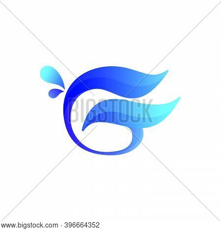 Clean Blue G Letter Logo With Water Splash And Drops. Vector Icon Perfect For Ecology Labels, Pool E