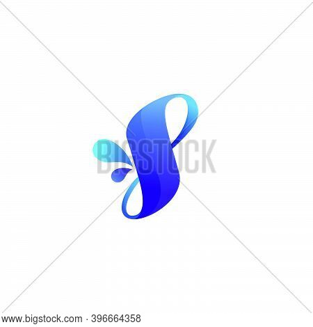 Clean Blue I Letter Logo With Water Splash And Drops. Vector Icon Perfect For Ecology Labels, Pool E