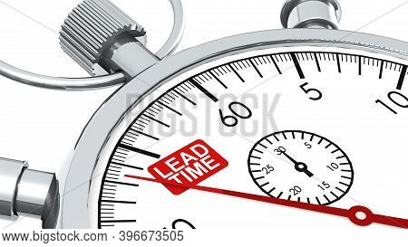 Lead Time Word On Classic Stopwatch, 3d Rendering
