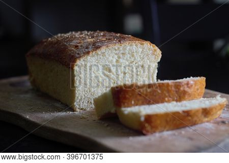White Bread Home Baked For Breakfast With Nice Texture And Colour