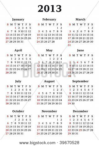 Calendário 2013