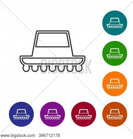 Black Line Traditional Spanish Hat Icon Isolated On White Background. Set Icons In Color Circle Butt