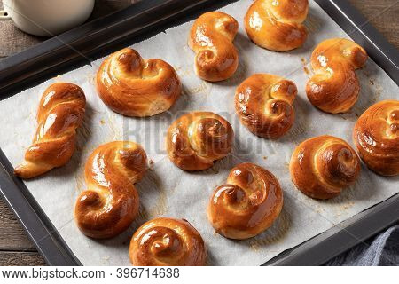 Czech Sweet Easter Pastry Called Jidase Or Jidasky On A Baking Sheet