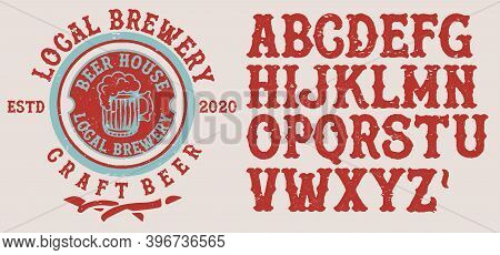 Retro Set Styled Label Of Beer, Restaurants And Eateries . Good As A Template Of Advertisement.lette
