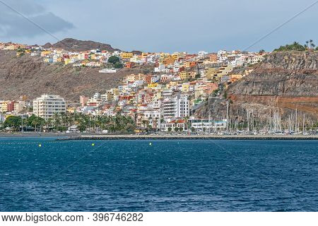San Sebastian De La Gomera Located In The Valley  Barranco De La Villa Seen From The Cruise Ship Ter