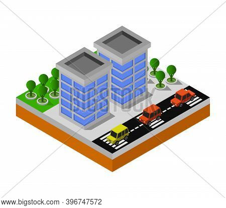 Isometric City In Vector On White Background