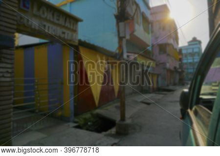Blurred Image Of Howrah, West Bengal, India. Retail Shops Are Under Lockdown To Stop Spread Of Covid
