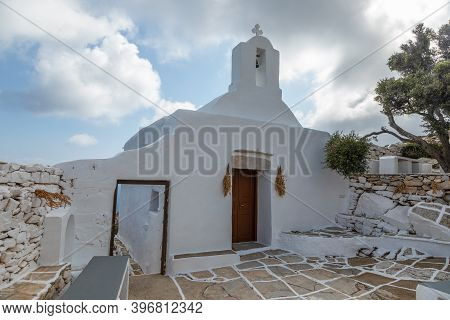 Ios Island, Greece- 21 September 2020: View Of The Small Church Of Panagia Paleokastritsa Inside The