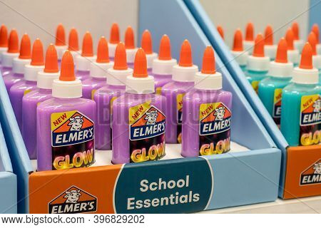 Sydney, Australia 2019-12-26 Elmers Glow In The Dark Glue Suitable For Slime Making On The Shelf At 