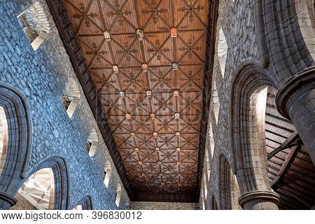 Aberdeen, Scotland - August 11, 2019: The Flat Decorative Ceiling Of Cathedral Church Of St. Machar 