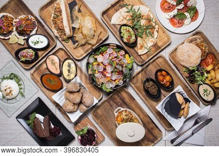 Set Of Different Mediteranean Food, Top View