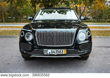 Berlin, Germany - October 2020: Bentley Bentayga Hybrid Suv Luxury Car Parked On Streets Of Berlin I