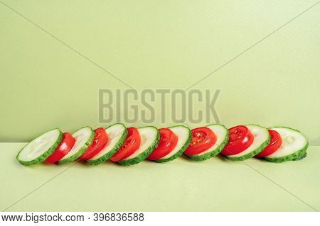 Сomposition Of Slices Of Cucumber And Tomato